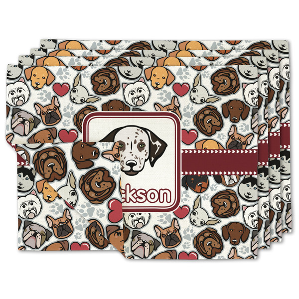 Custom Dog Faces Linen Placemat w/ Name or Text
