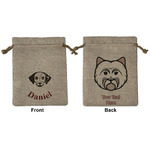 Dog Faces Medium Burlap Gift Bag - Front & Back (Personalized)