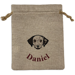 Dog Faces Medium Burlap Gift Bag - Front (Personalized)