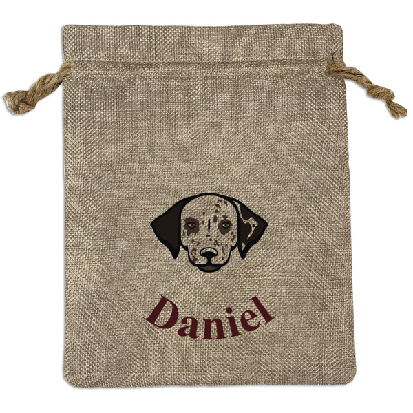 Custom Dog Faces Medium Burlap Gift Bag - Front (Personalized)