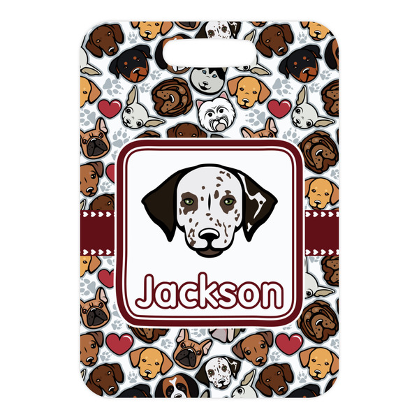 Dog Faces Metal Luggage Tag - Front Without Strap