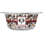 Dog Faces Stainless Steel Dog Bowl (Personalized)