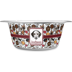Dog Faces Stainless Steel Dog Bowl (Personalized)
