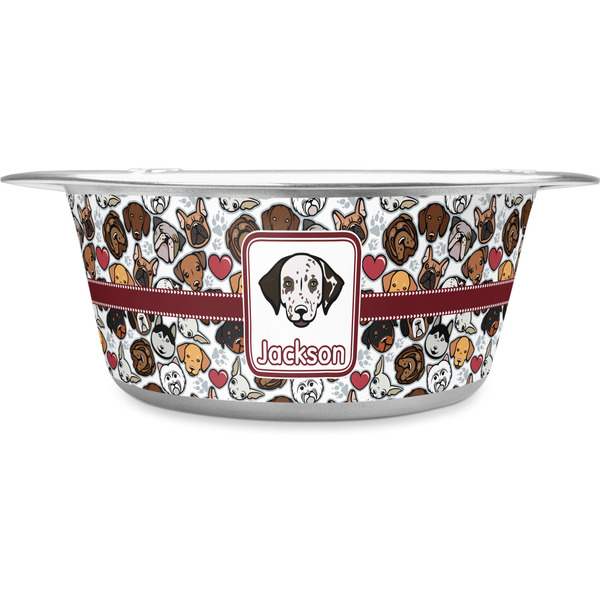 Custom Dog Faces Stainless Steel Dog Bowl - Large (Personalized)