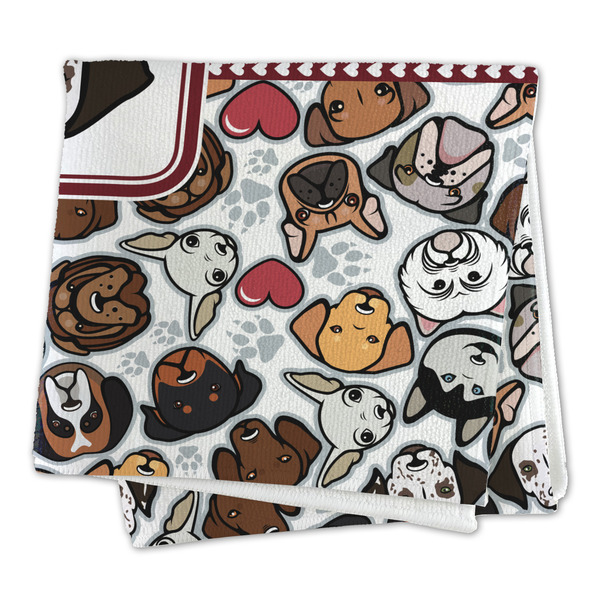 Dog Faces Microfiber Dish Rag - FOLDED (square)