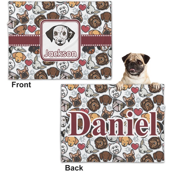 Dog Faces Microfleece Dog Blanket - Regular - Front & Back