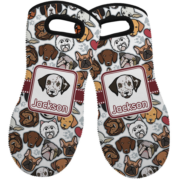Dog Faces Neoprene Oven Mitt -Set of 2 - Front
