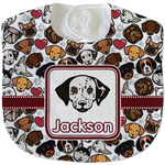 Dog Faces Velour Baby Bib w/ Name or Text