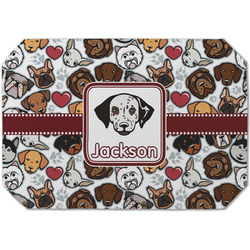 Dog Faces Dining Table Mat - Octagon (Single-Sided) w/ Name or Text