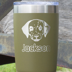 Dog Faces 20 oz Stainless Steel Tumbler - Olive - Single Sided (Personalized)
