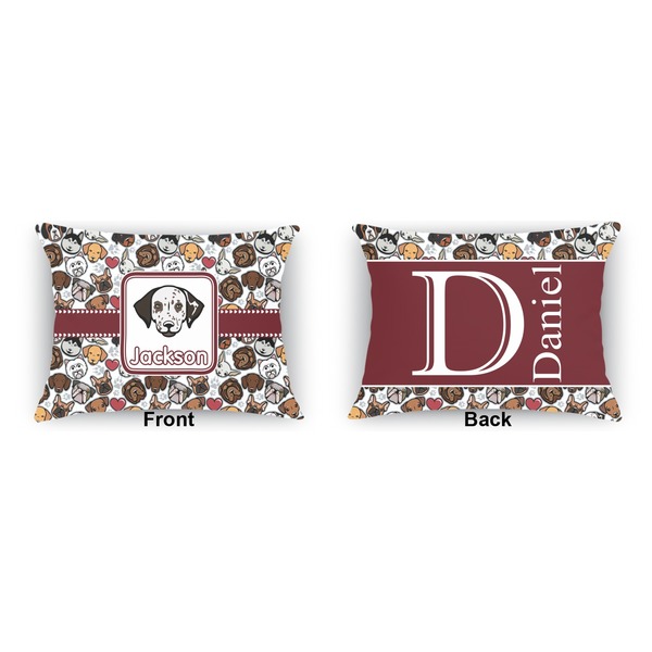 Dog Faces  Outdoor Rectangular Throw Pillow (Front and Back)
