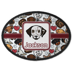 Dog Faces Iron On Oval Patch w/ Name or Text