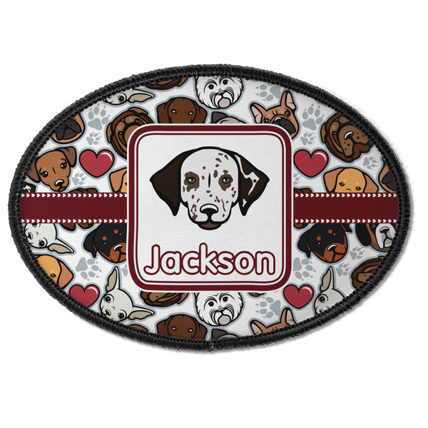 Custom Dog Faces Iron On Oval Patch w/ Name or Text