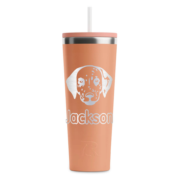 Custom Dog Faces RTIC Everyday Tumbler with Straw - 28oz - Peach - Single-Sided (Personalized)