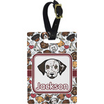 Dog Faces Plastic Luggage Tag - Rectangular w/ Name or Text