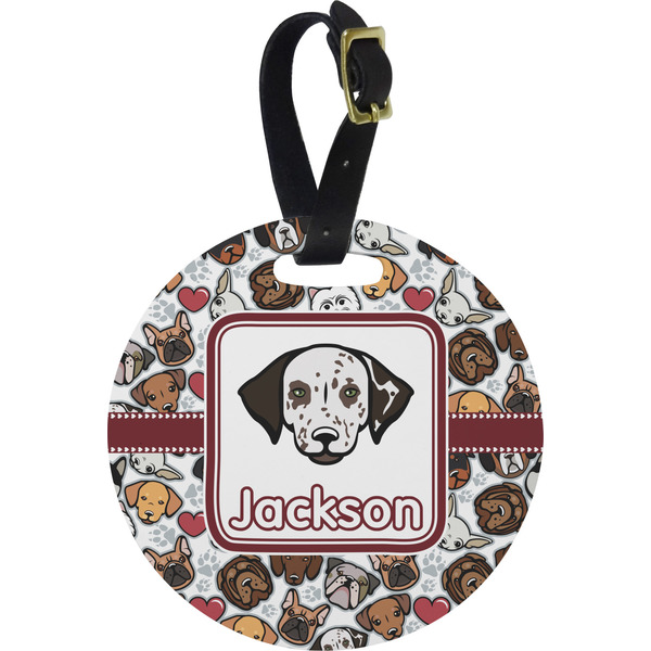 Custom Dog Faces Plastic Luggage Tag - Round (Personalized)