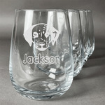 Dog Faces Stemless Wine Glasses (Set of 4) (Personalized)