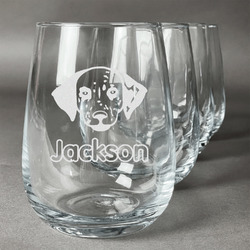Dog Faces Stemless Wine Glasses (Set of 4) (Personalized)