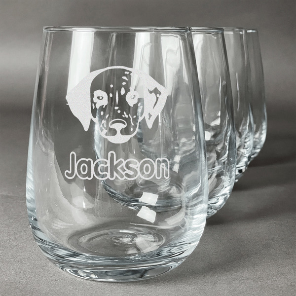 Custom Dog Faces Stemless Wine Glasses (Set of 4) (Personalized)