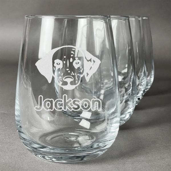 Custom Dog Faces Stemless Wine Glasses (Set of 4) (Personalized)