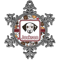 Dog Faces Vintage Snowflake Ornament (Personalized)