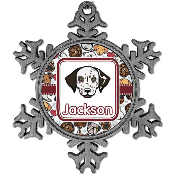 Custom Dog Faces Vintage Snowflake Ornament (Personalized)