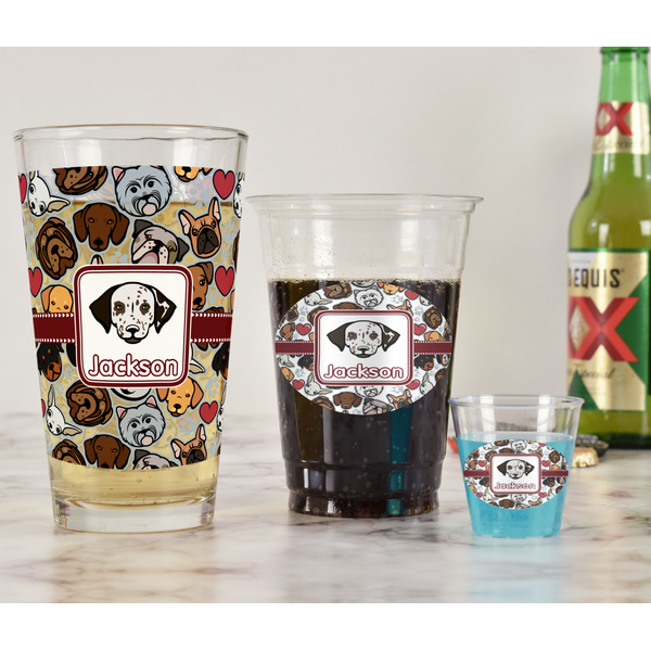 Dog Faces Pint Glass - Full Fill w Transparency - In Context