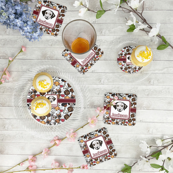 Dog Faces Plastic Party Appetizer & Dessert Plates - In Context