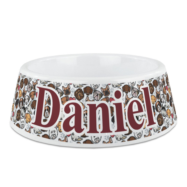 Custom Dog Faces Plastic Dog Bowl - Medium (Personalized)