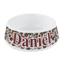 Dog Faces Plastic Dog Bowl - Small (Personalized)