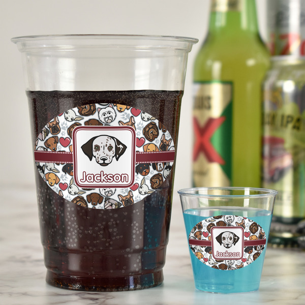 Dog Faces Plastic Shot Glasses - In Context