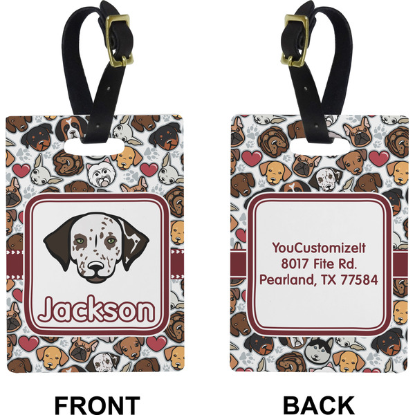 Dog Faces Rectangle Luggage Tag (Front + Back)