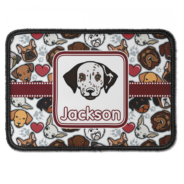 Custom Dog Faces Iron On Rectangle Patch w/ Name or Text