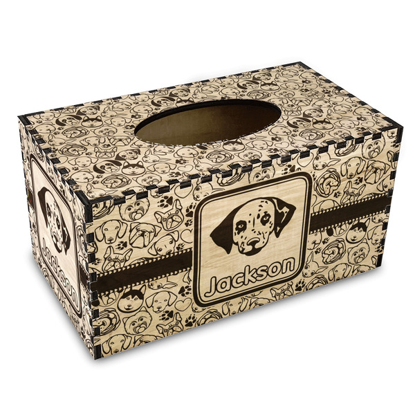 Custom Dog Faces Wood Tissue Box Cover - Rectangle (Personalized)