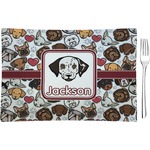 Dog Faces Glass Rectangular Appetizer / Dessert Plate (Personalized)