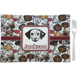 Dog Faces Rectangular Glass Appetizer / Dessert Plate - Single or Set (Personalized)