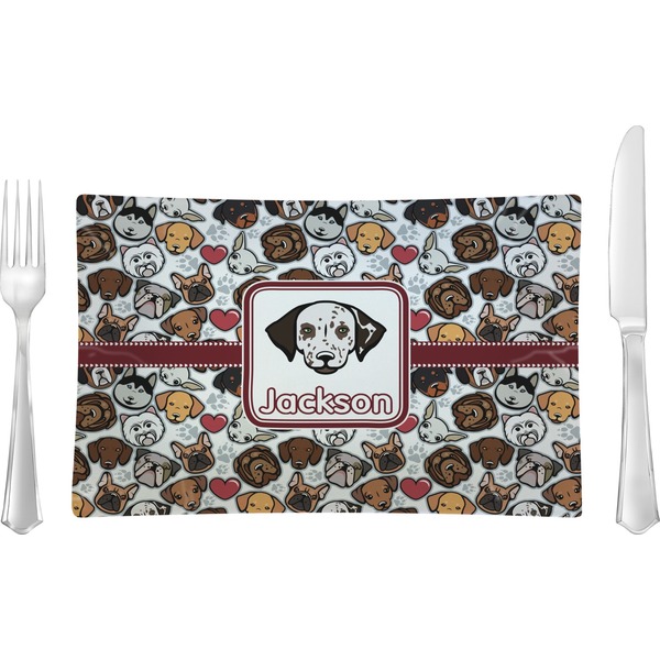 Custom Dog Faces Rectangular Glass Lunch / Dinner Plate - Single or Set (Personalized)