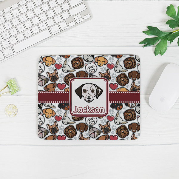 Dog Faces Rectangular Mouse Pad - LIFESTYLE 2