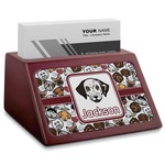 Dog Faces Red Mahogany Business Card Holder (Personalized)