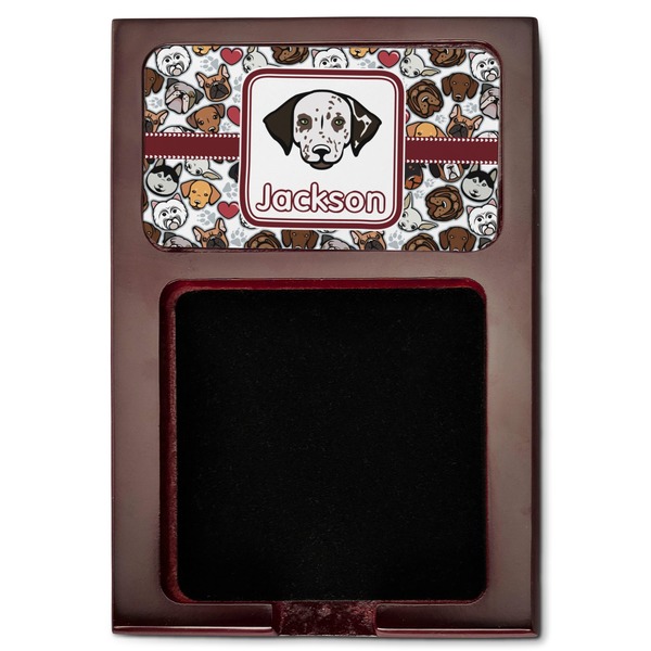 Dog Faces Red Mahogany Sticky Note Holder - Flat