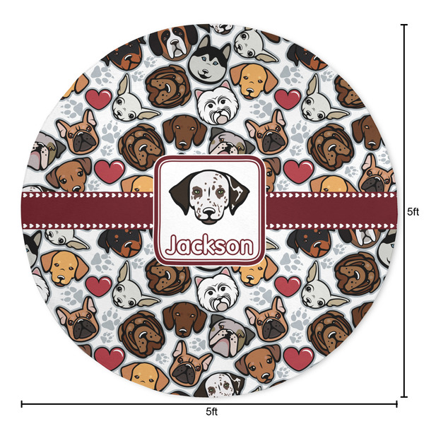 Dog Faces Round Area Rug - Size