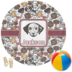 Dog Faces Round Beach Towel (Personalized)