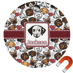 Dog Faces Round Car Magnet - 6" (Personalized)