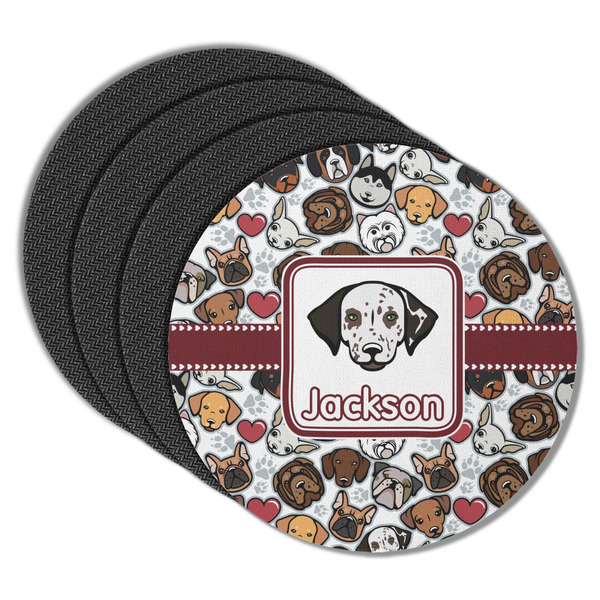 Dog Faces Round Coaster Rubber Back - Main