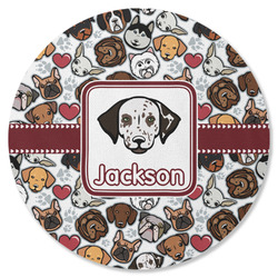 Dog Faces Round Rubber Backed Coaster (Personalized)