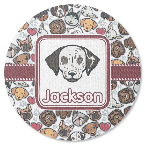 Custom Dog Faces Round Rubber Backed Coaster (Personalized)