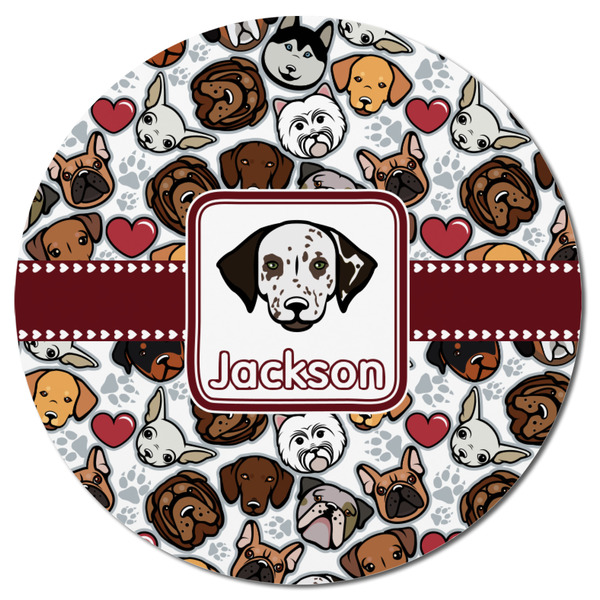 Dog Faces Round Fridge Magnet - FRONT