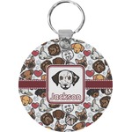 Dog Faces Round Plastic Keychain (Personalized)