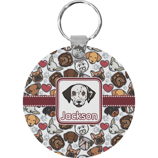 Custom Dog Faces Round Plastic Keychain (Personalized)