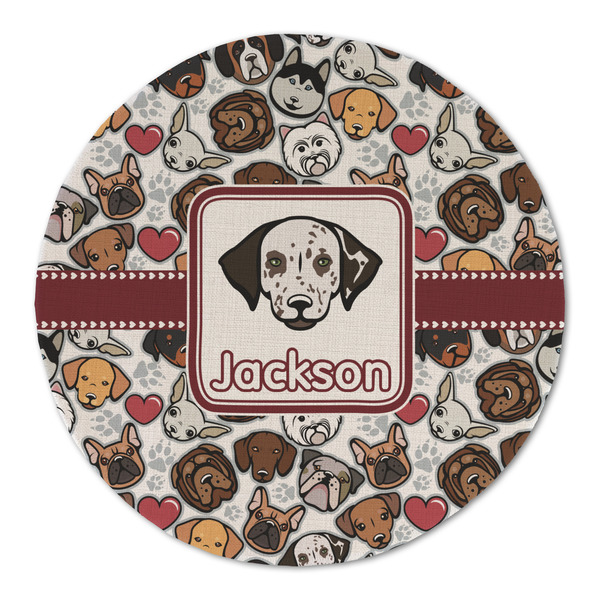 Custom Dog Faces Round Linen Placemat - Single Sided (Personalized)